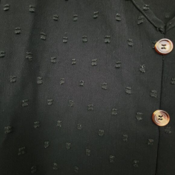 Shein Black Textured Dot Peplum Top Loose Flowy Size Small - Picture 4 of 6